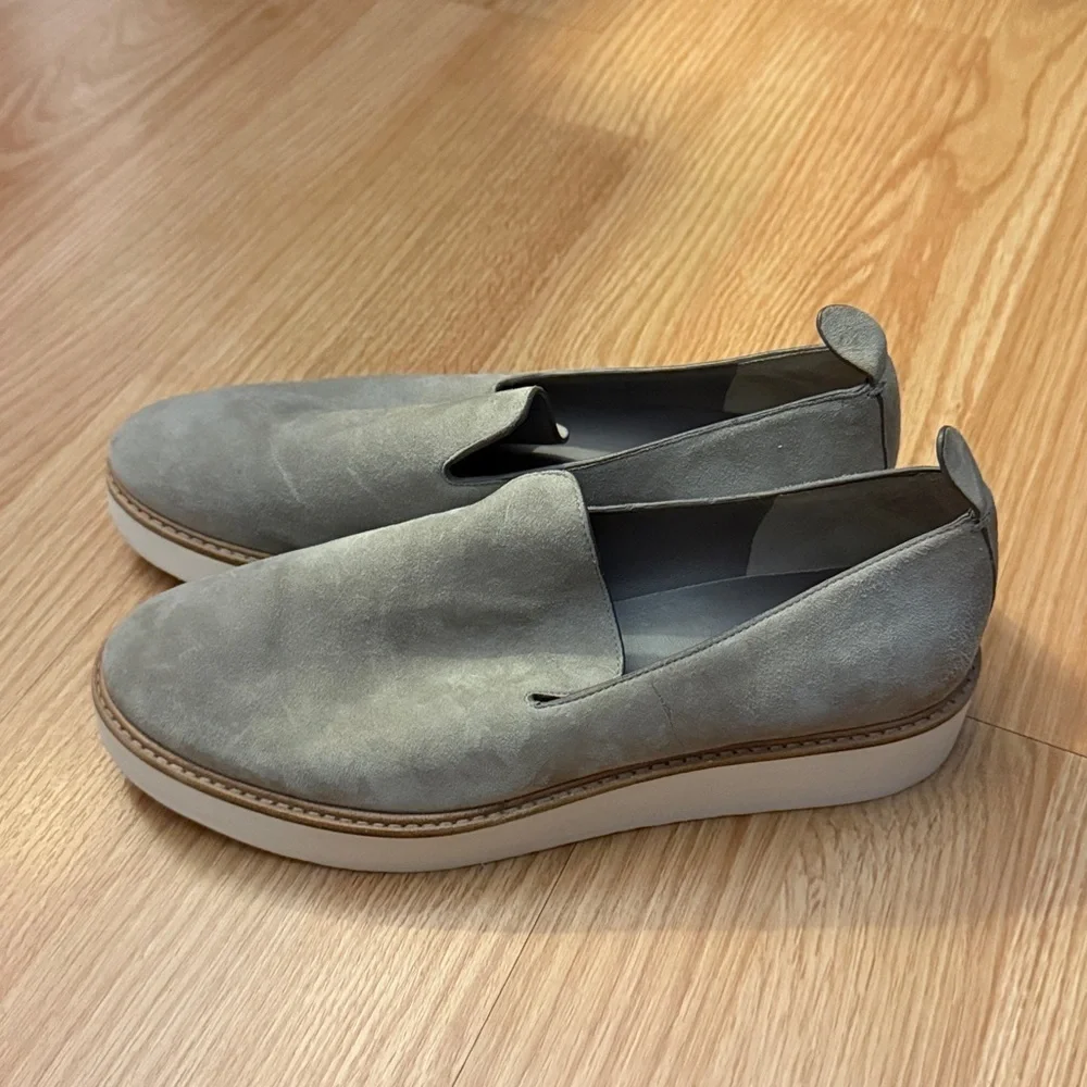 Vince Suede Taupe Slip-On Platform Sneakers Size 8.5